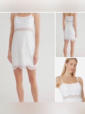NWT! Lilly Pulitzer Risette White Lace Spaghetti-Strap Mini Dress